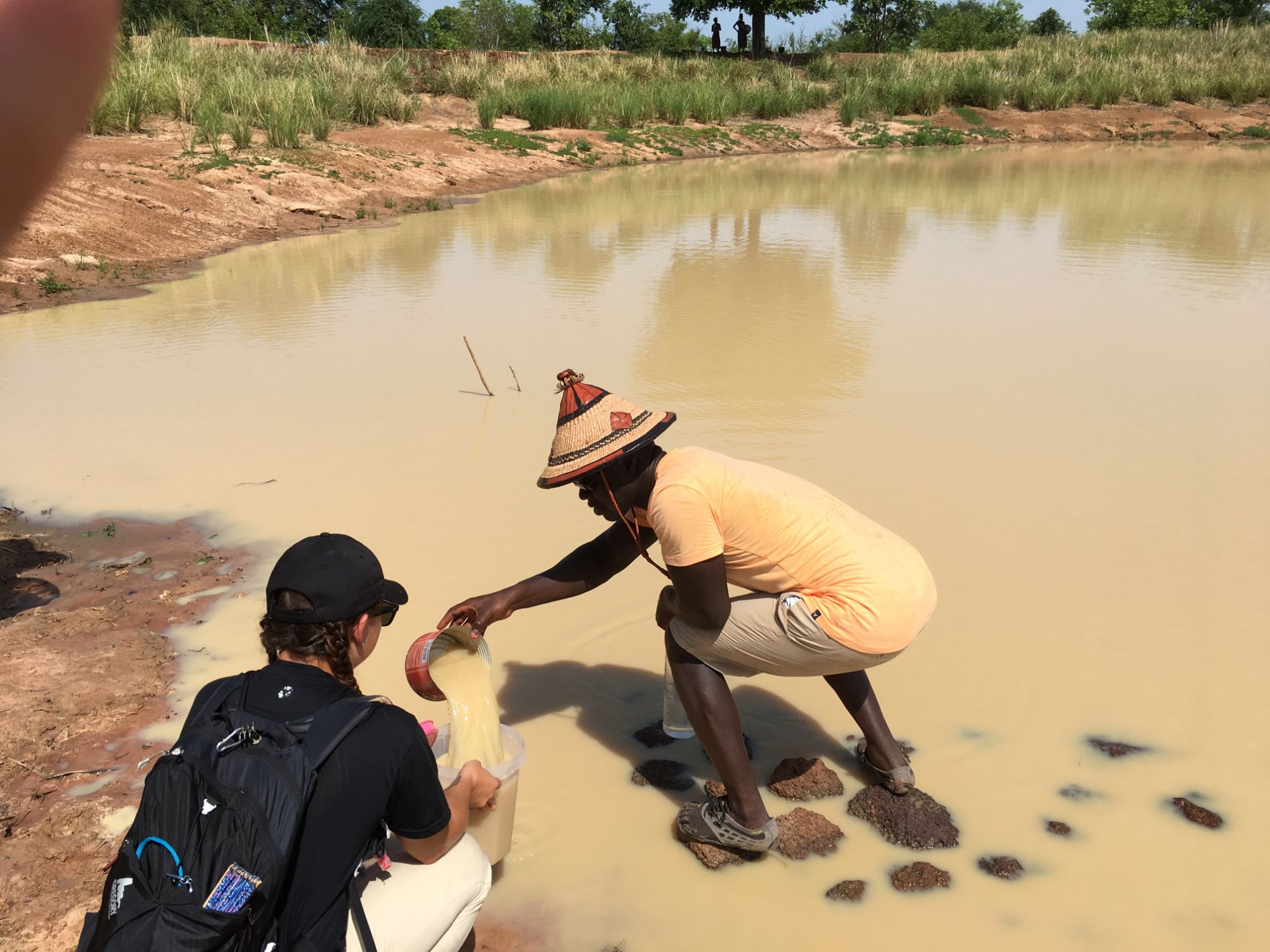 Water sampling fieldwork in Ghana